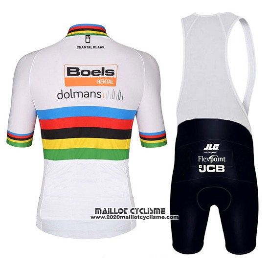 2018 Maillot Ciclismo UCI Mondo Champion Leader Boels Dolmans Blanc Manches Courtes et Cuissard